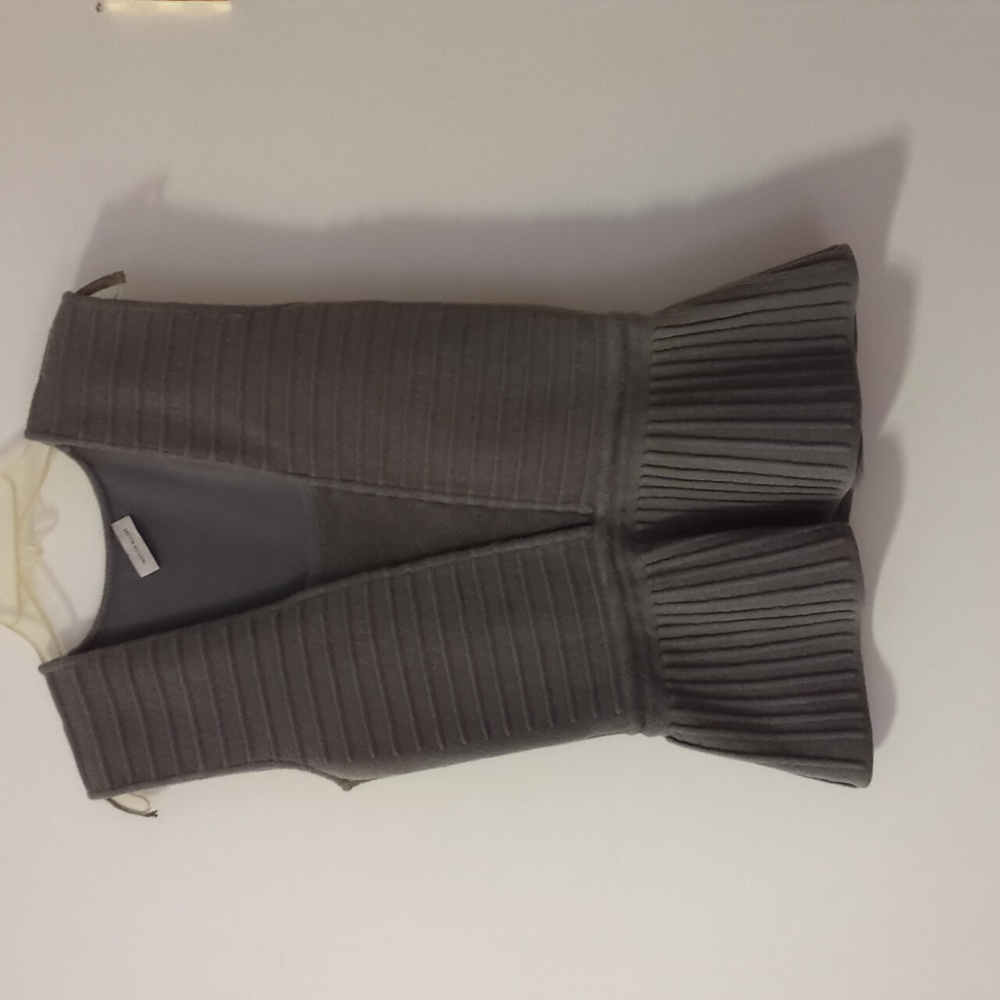 Maison Ullens Gray knit Vest -- heavy, partial velour, stretch